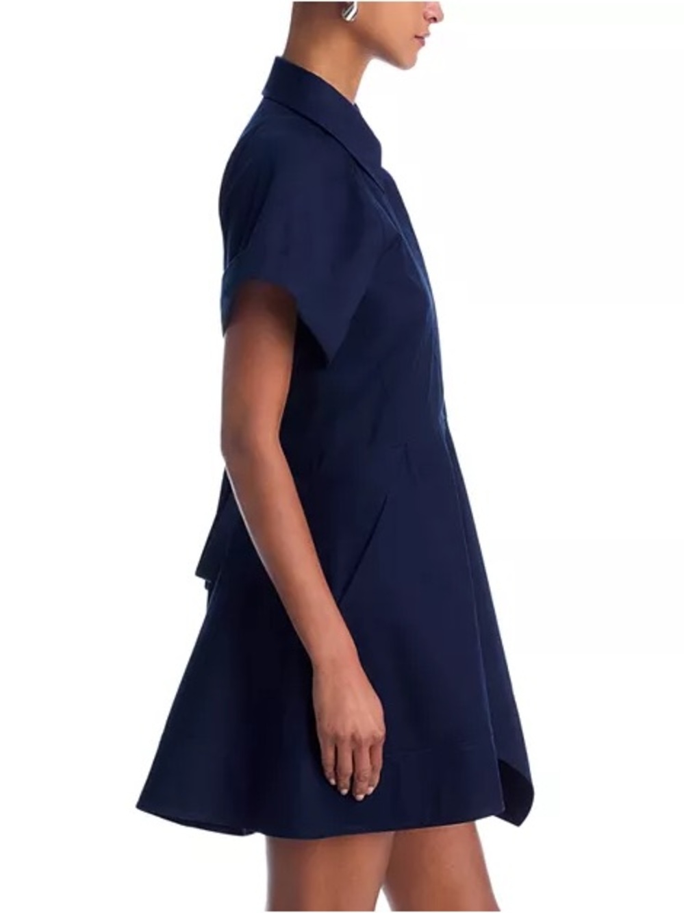A.L.C. Navy Collared Short-Sleeve Asymmetric Mini Dress - Picture 6 of 8